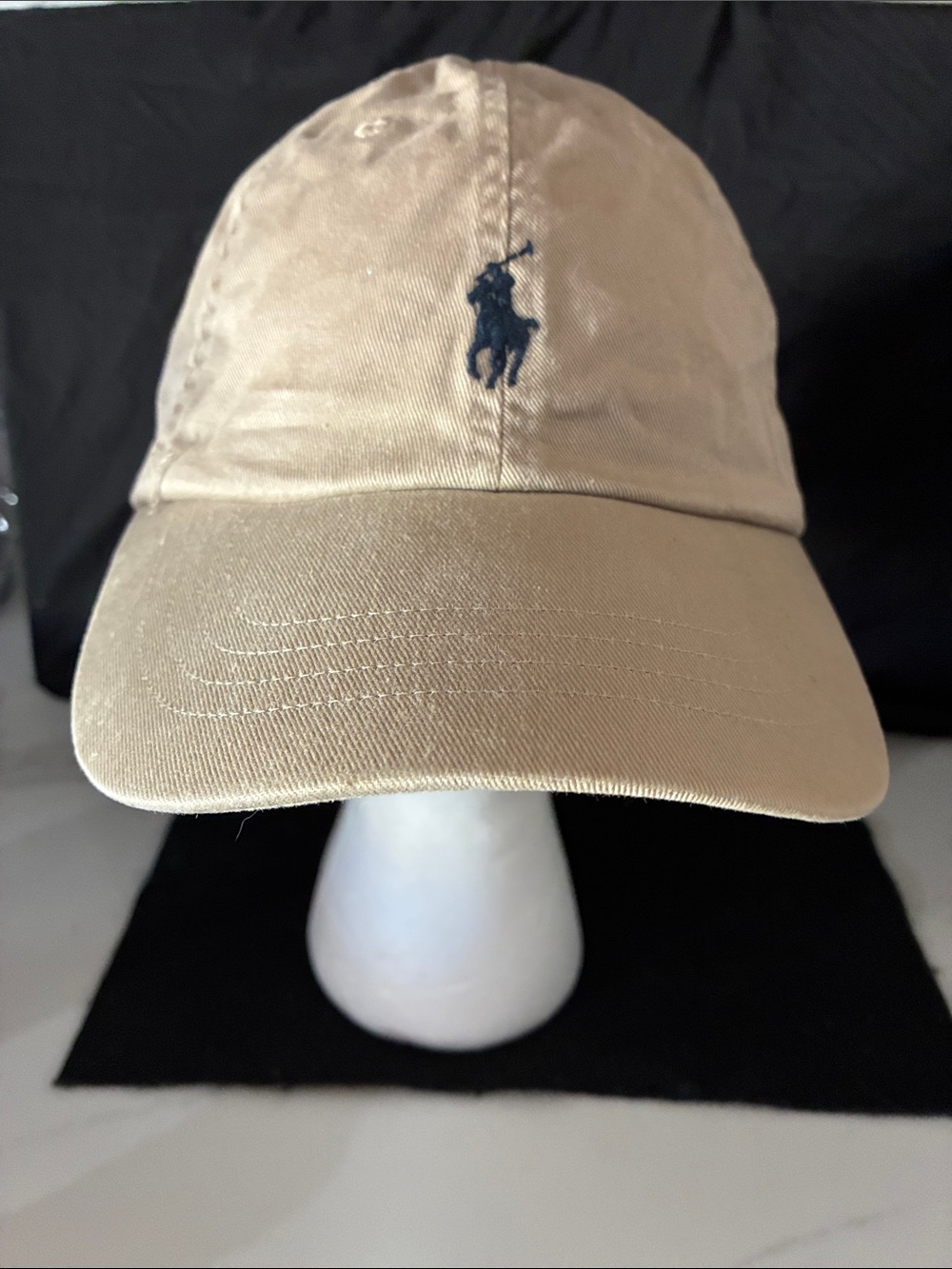 Ralph Lauren Tan Baseball Cap with Navy Pony